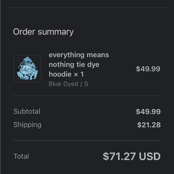 blackbear hoodie - everything means nothing, blue tie dye SIZE: small - Picture 4 of 4